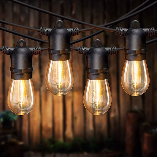 Alta qualità 48FT 15 pezzi S14 LED Blub Illuminazione decorativa per le vacanze di Natale Luce a stringa solare impermeabile per esterni